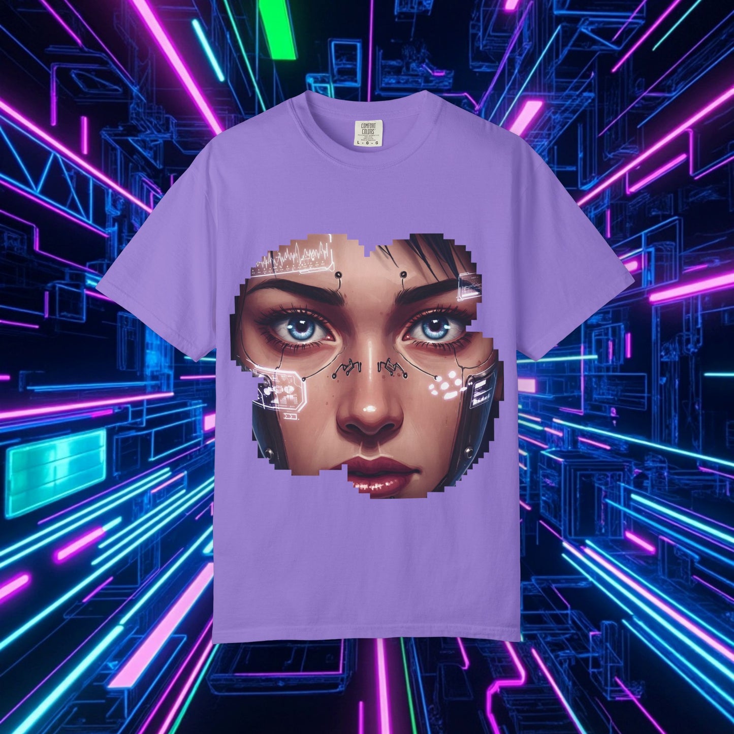 Futuristic Graphic Tee, Cyberpunk Apparel.