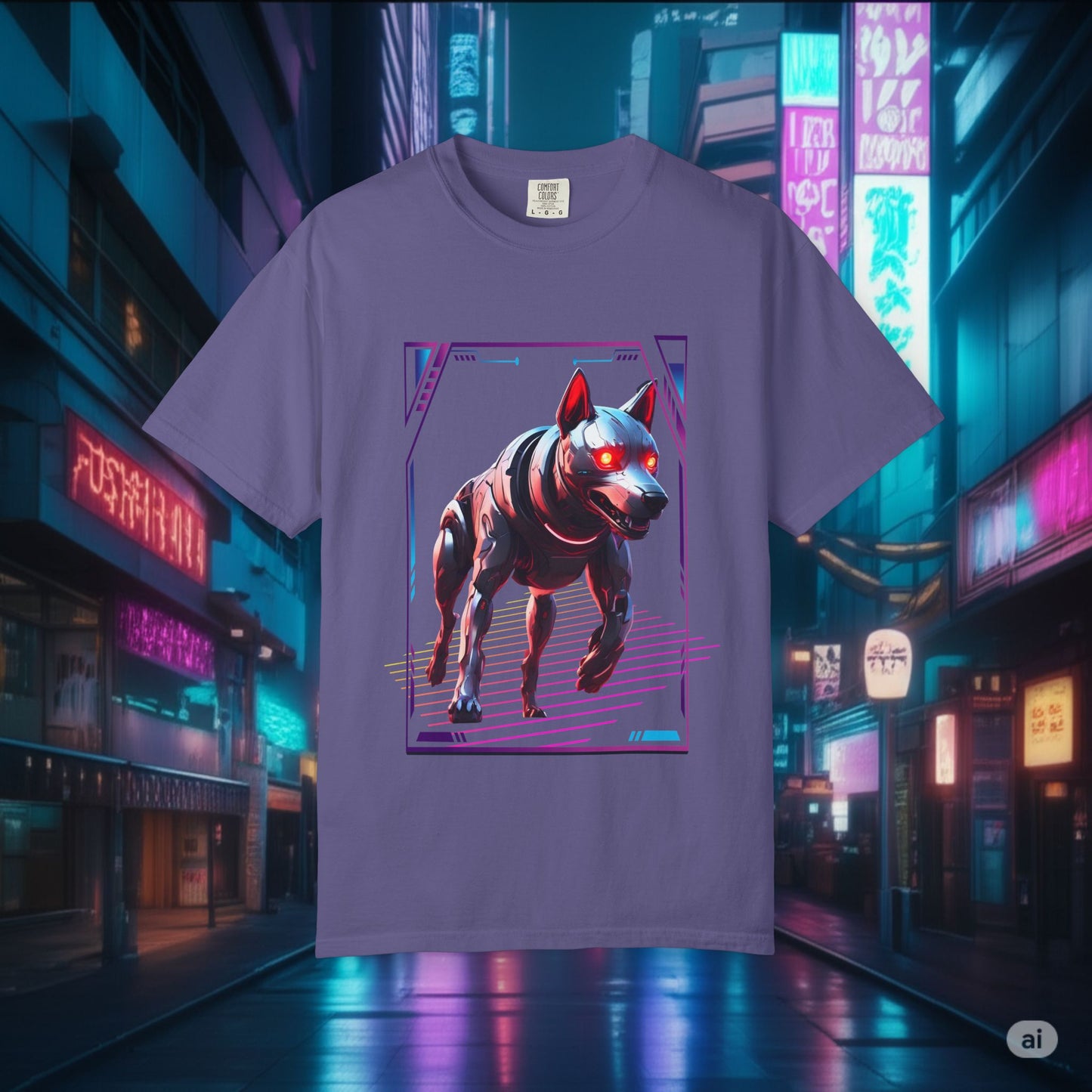 Cyber-Canine Sentinel Tee: Future Fidelity