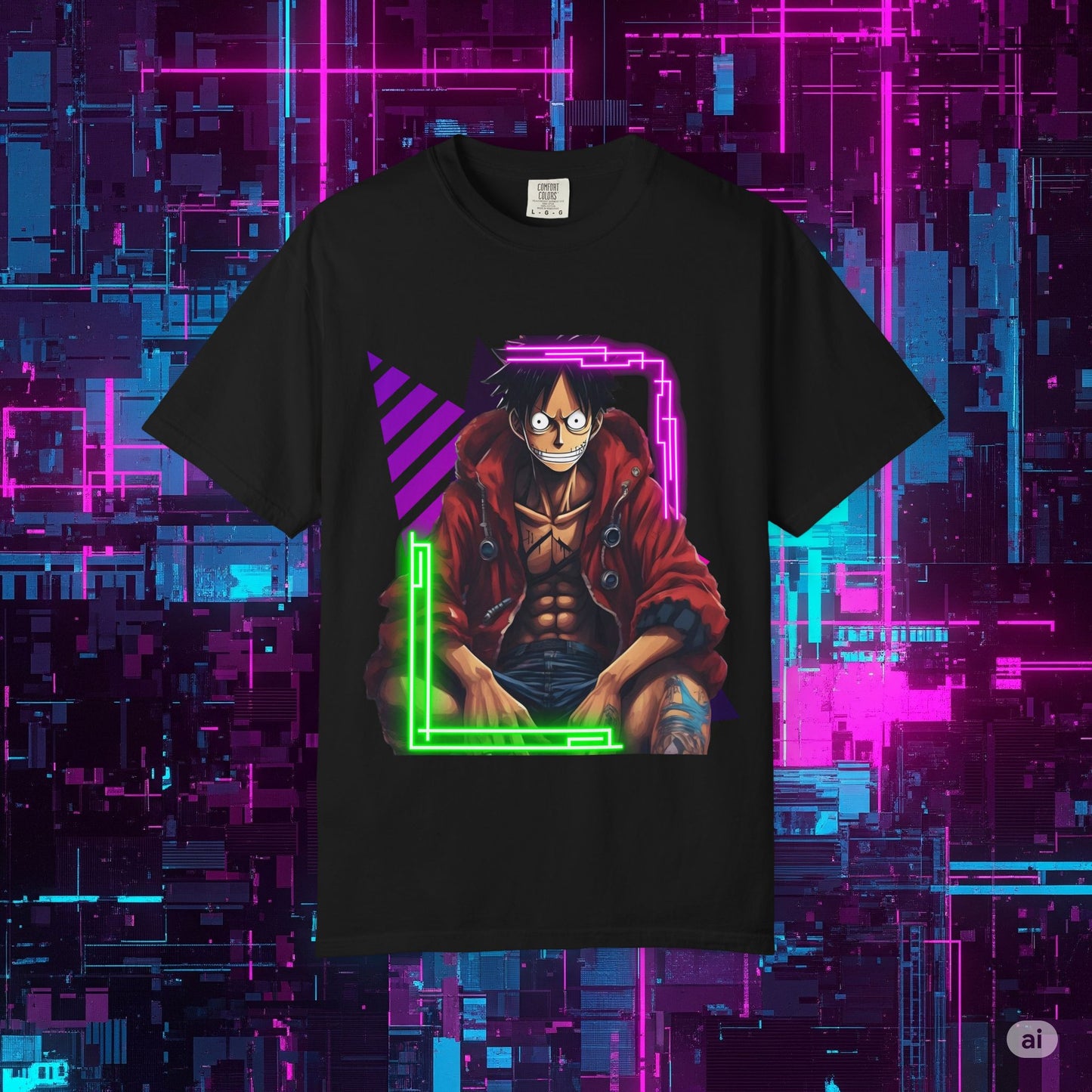 Neon Pirate's Pulse Tee: The Cyberpunk Adventure
