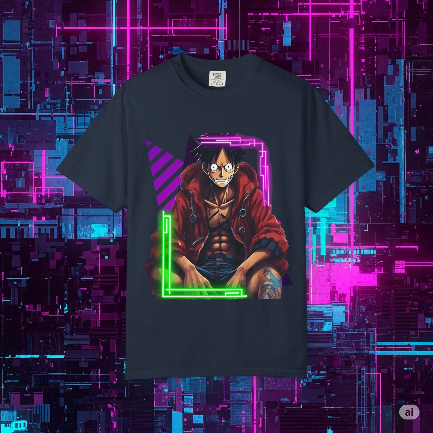 Neon Pirate's Pulse Tee: The Cyberpunk Adventure
