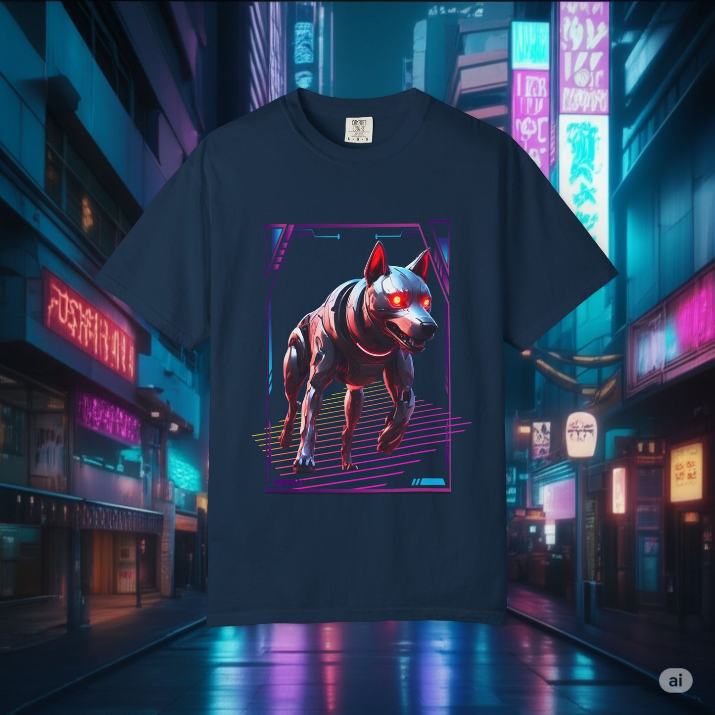 Cyber-Canine Sentinel Tee: Future Fidelity