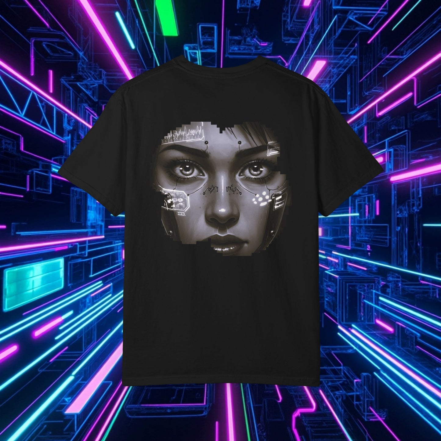 Futuristic Graphic Tee, Cyberpunk Apparel.