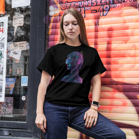 Futuristic Unisex Graphic Tee, Retro Aesthetic Shirt.