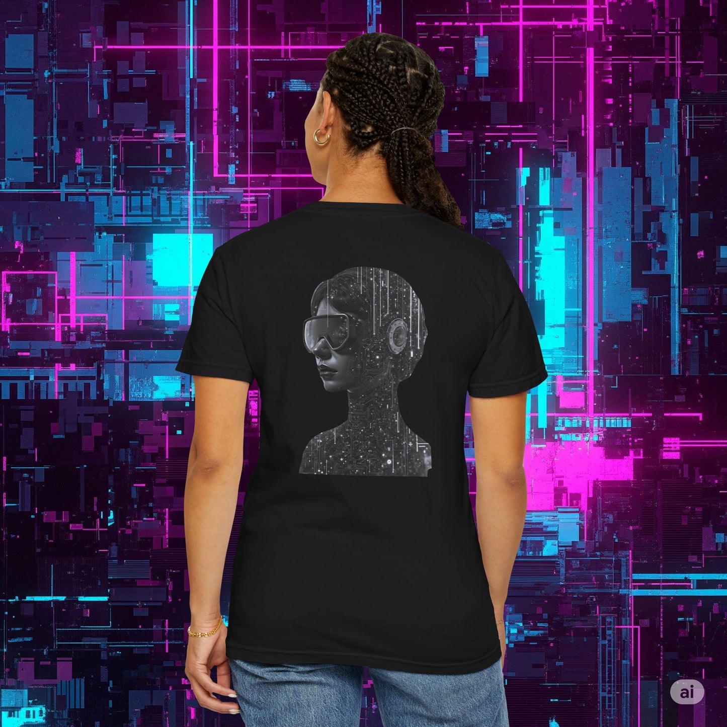 Futuristic Unisex Graphic Tee, Retro Aesthetic Shirt.